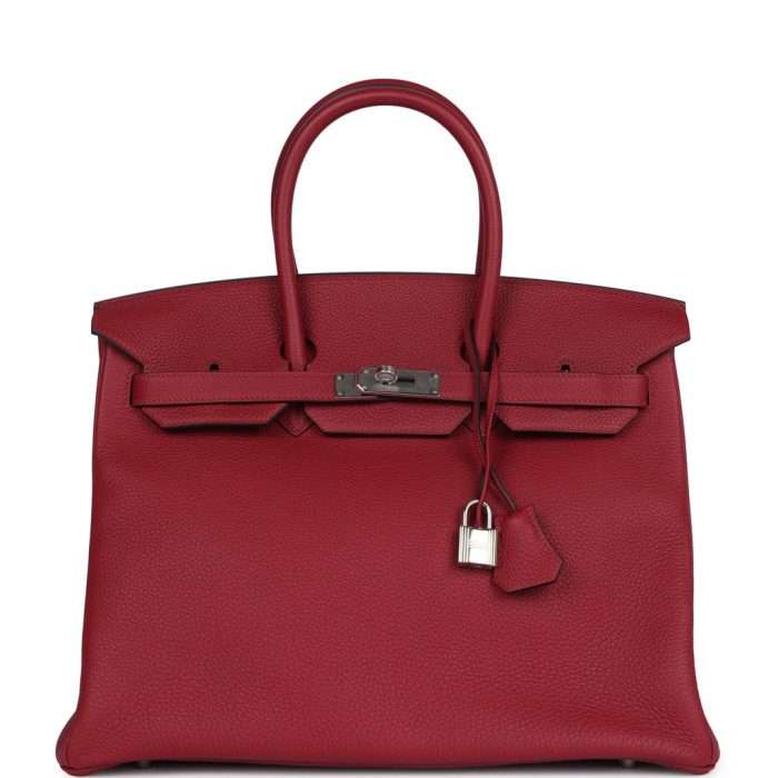 Handmade Bag HB 35 Rouge Grenat Togo Palladium Hardware