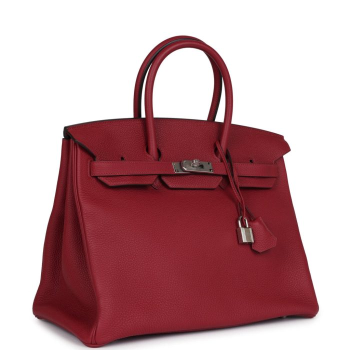 Handmade Bag HB 35 Rouge Grenat Togo Palladium Hardware - 图片 2