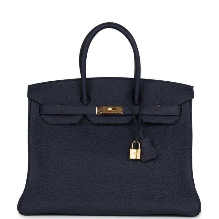 Handmade Bag HB 35 Bleu Nuit Togo Gold Hardware
