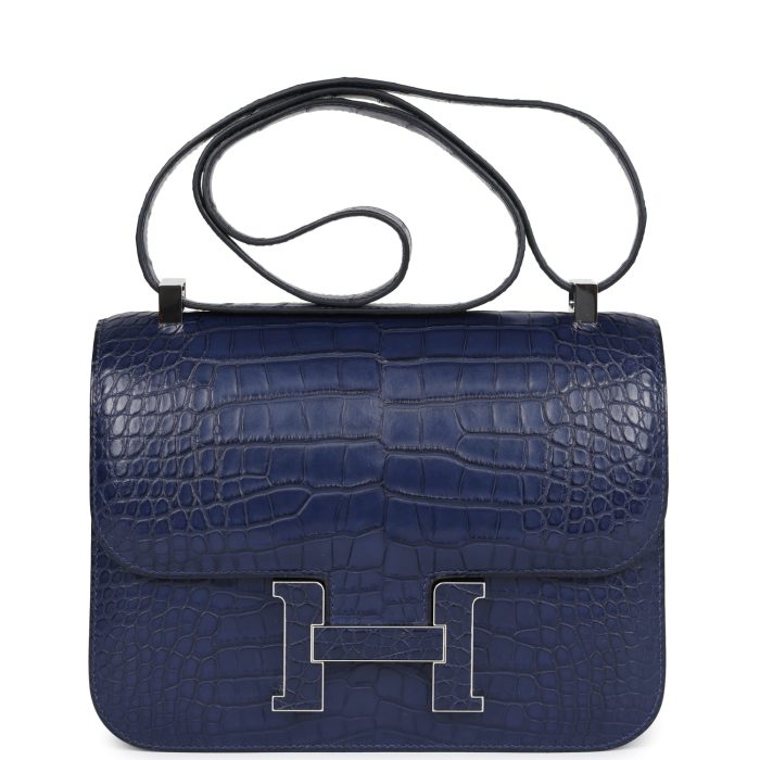 Handmade Bag HC 1-24 Bleu Saphir Matte Alligator Marquette Palladium Hardware