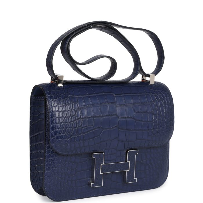 Handmade Bag HC 1-24 Bleu Saphir Matte Alligator Marquette Palladium Hardware - 图片 2