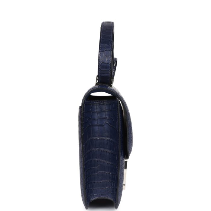 Handmade Bag HC 1-24 Bleu Saphir Matte Alligator Marquette Palladium Hardware - 图片 3