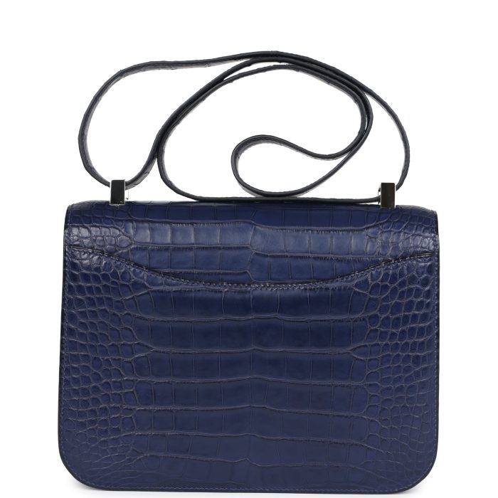 Handmade Bag HC 1-24 Bleu Saphir Matte Alligator Marquette Palladium Hardware - 图片 4