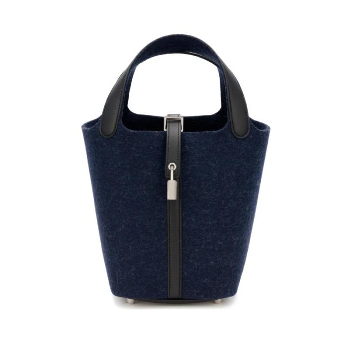Handmade HPL 18 Bleu Nuit Feutre Wool and Black Swift PM Palladium Hardware