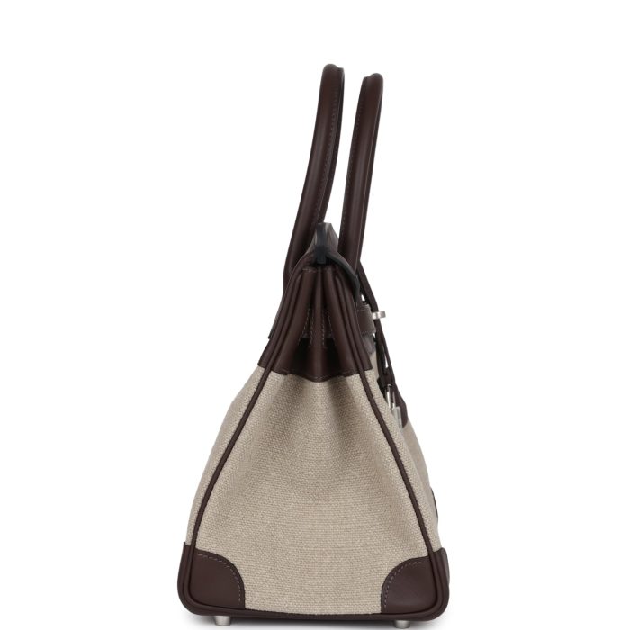 Handmade Bag HB 30 Bivouac Ficelle Canvas and Moka Swift Palladium Hardware - 图片 3