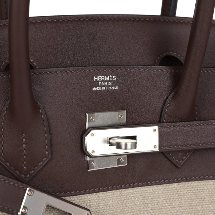 Handmade Bag HB 30 Bivouac Ficelle Canvas and Moka Swift Palladium Hardware - 图片 6
