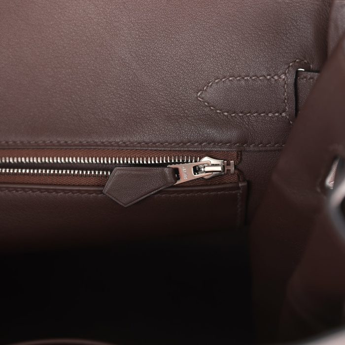 Handmade Bag HB 30 Bivouac Ficelle Canvas and Moka Swift Palladium Hardware - 图片 8