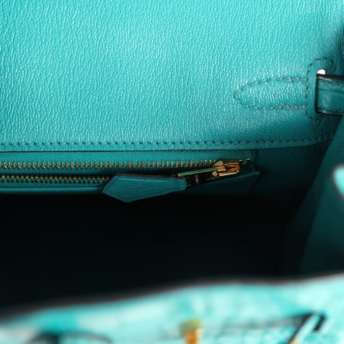 Handmade Bag HB 25 Bleu Paon Matte Alligator Gold Hardware - 图片 8