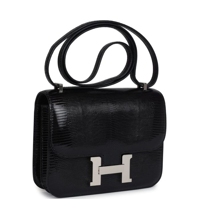 Handmade Bag HC 18 Black Varanus Salvator Lizard Palladium Hardware - 图片 2