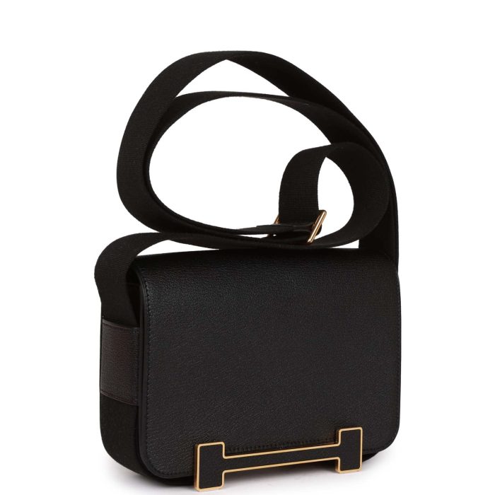 Handmade Bag HG Black Chevre Gold Hardware - 图片 2