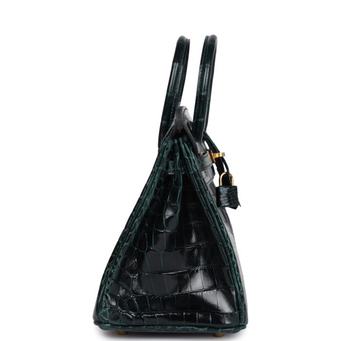 Handmade Bag HB 25 Vert Cypress Shiny Niloticus Crocodile Gold Hardware - 图片 3
