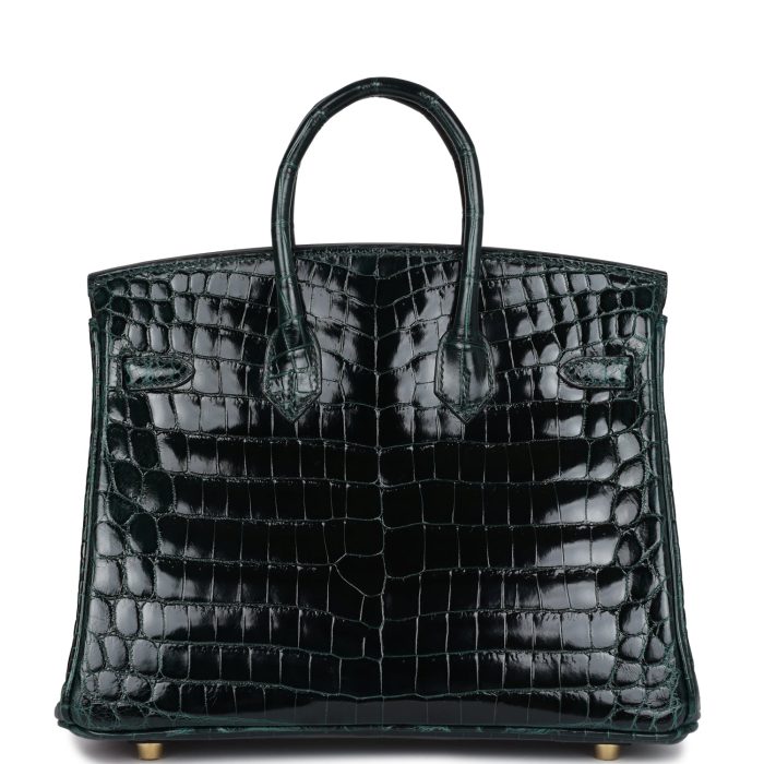 Handmade Bag HB 25 Vert Cypress Shiny Niloticus Crocodile Gold Hardware - 图片 4