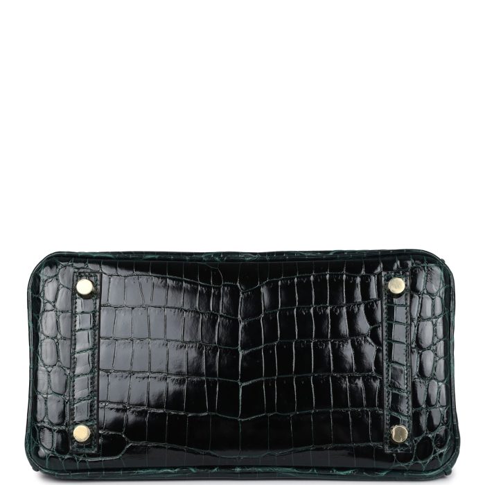 Handmade Bag HB 25 Vert Cypress Shiny Niloticus Crocodile Gold Hardware - 图片 5