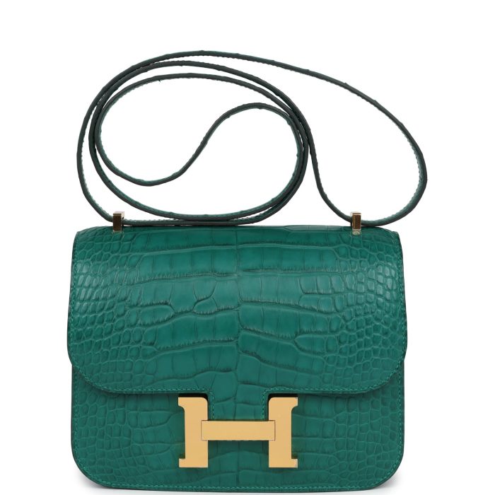 Handmade Bag HC 18 Malachite Matte Alligator Gold Hardware