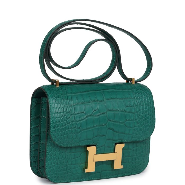Handmade Bag HC 18 Malachite Matte Alligator Gold Hardware - 图片 2