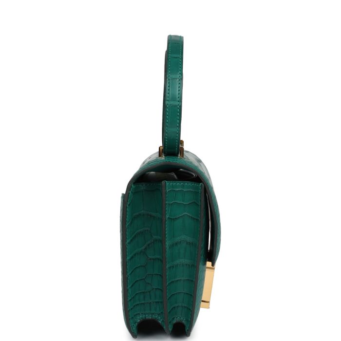 Handmade Bag HC 18 Malachite Matte Alligator Gold Hardware - 图片 3