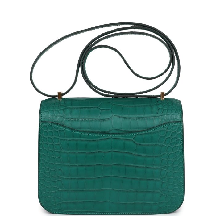 Handmade Bag HC 18 Malachite Matte Alligator Gold Hardware - 图片 4