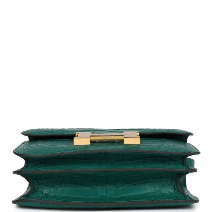 Handmade Bag HC 18 Malachite Matte Alligator Gold Hardware - 图片 5