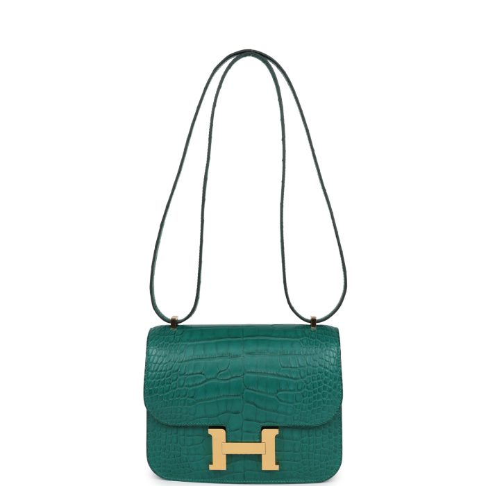 Handmade Bag HC 18 Malachite Matte Alligator Gold Hardware - 图片 6