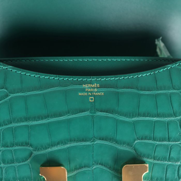 Handmade Bag HC 18 Malachite Matte Alligator Gold Hardware - 图片 7