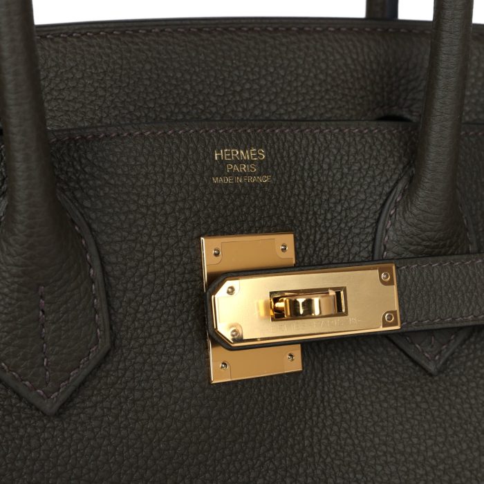Handmade Bag HB 30 Vert de Gris Togo Gold Hardware - 图片 6