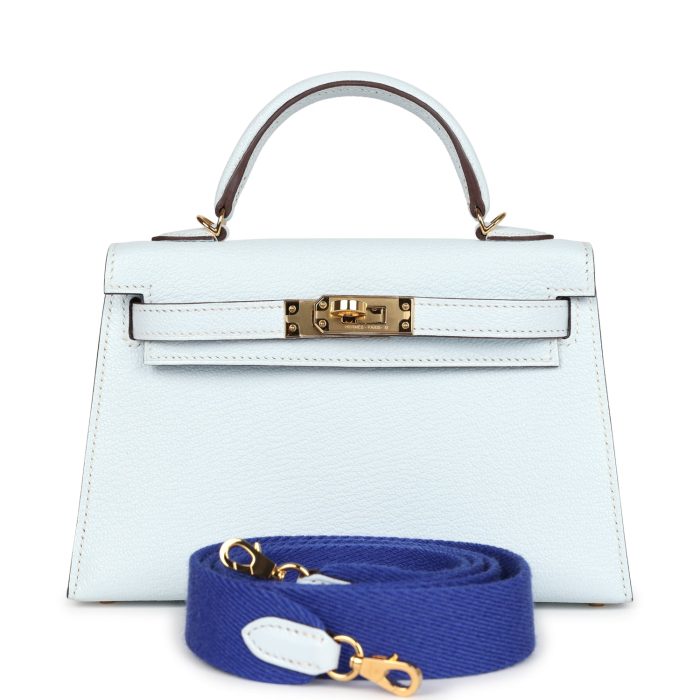 Handmade HKS 20 Bleu Brume Chevre Gold Hardware