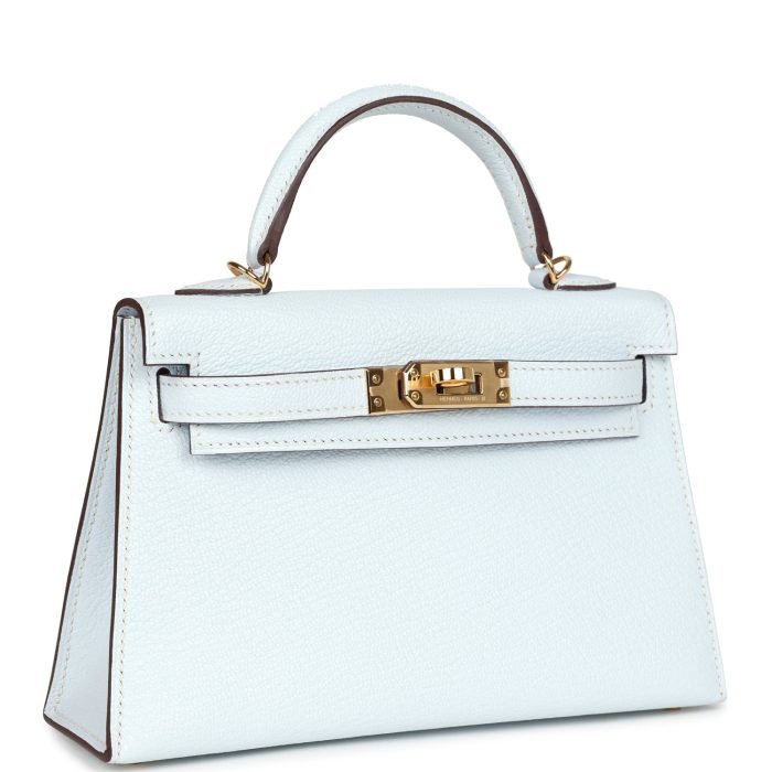 Handmade HKS 20 Bleu Brume Chevre Gold Hardware - 图片 2