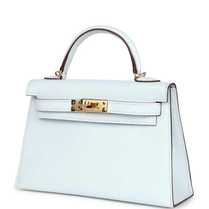 Handmade HKS 20 Bleu Brume Chevre Gold Hardware - 图片 3