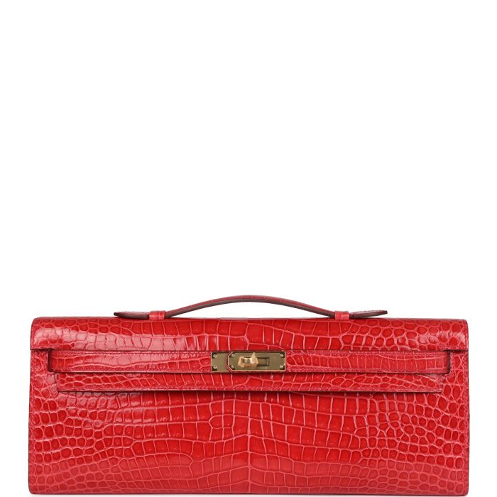 Handmade Bag HKC Bougainvillea Shiny Porosus Crocodile Gold Hardware