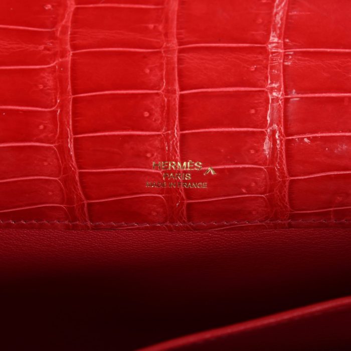 Handmade Bag HKC Bougainvillea Shiny Porosus Crocodile Gold Hardware - 图片 7