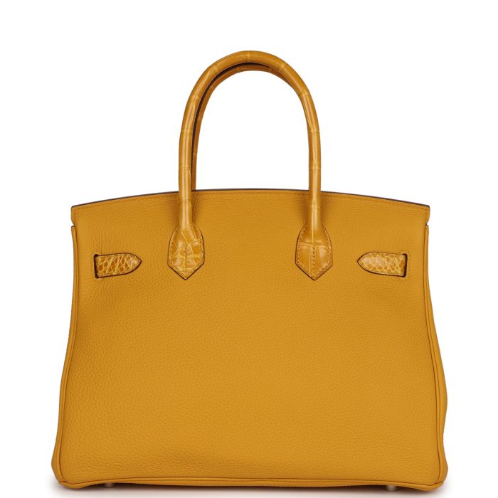 Handmade Bag HB 30 Jaune Ambre Shiny Niloticus Crocodile and Togo Touch Palladium Hardware - 图片 4