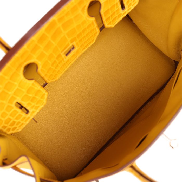 Handmade Bag HB 30 Jaune Ambre Shiny Niloticus Crocodile and Togo Touch Palladium Hardware - 图片 7