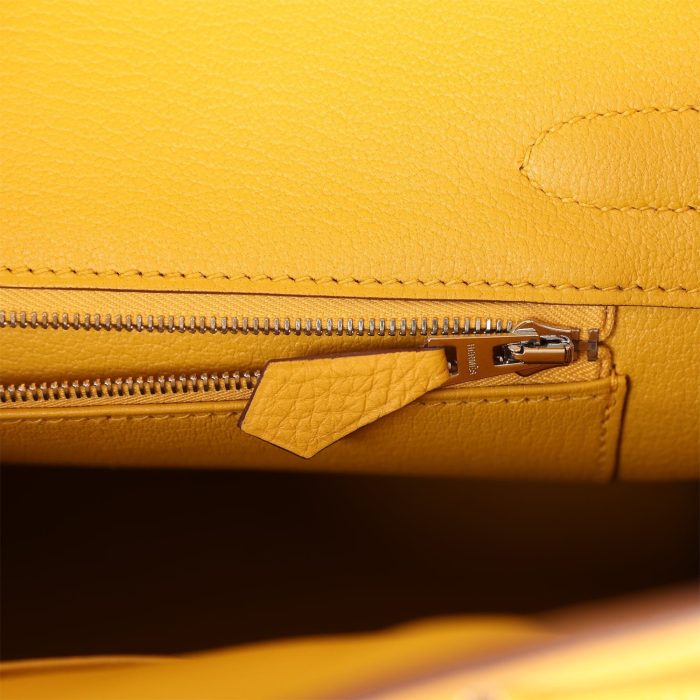 Handmade Bag HB 30 Jaune Ambre Shiny Niloticus Crocodile and Togo Touch Palladium Hardware - 图片 8