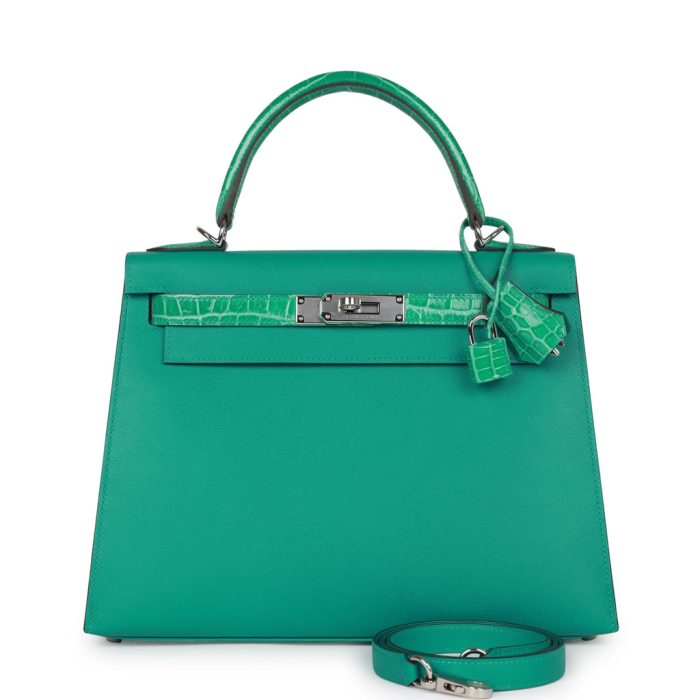 Handmade HKS 28 Vert Verone Madame and Shiny Niloticus Crocodile Touch Palladium