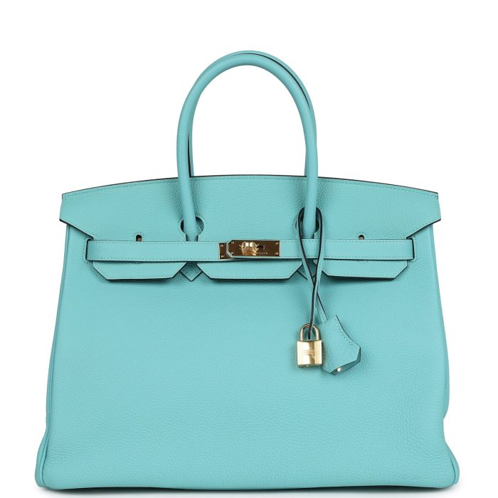 Handmade Bag HB 35 Bleu Atoll Togo Gold Hardware