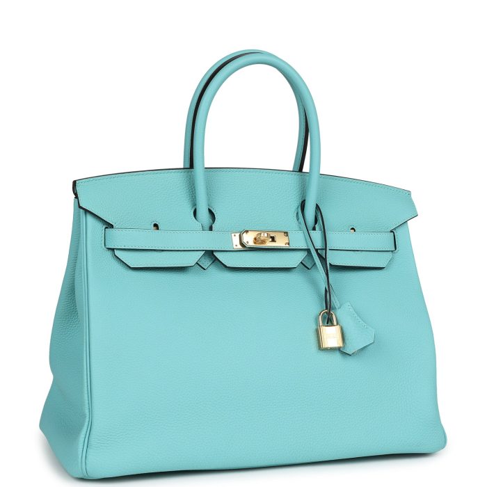 Handmade Bag HB 35 Bleu Atoll Togo Gold Hardware - 图片 2
