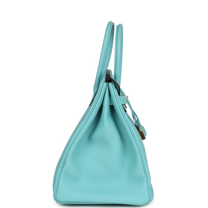 Handmade Bag HB 35 Bleu Atoll Togo Gold Hardware - 图片 3