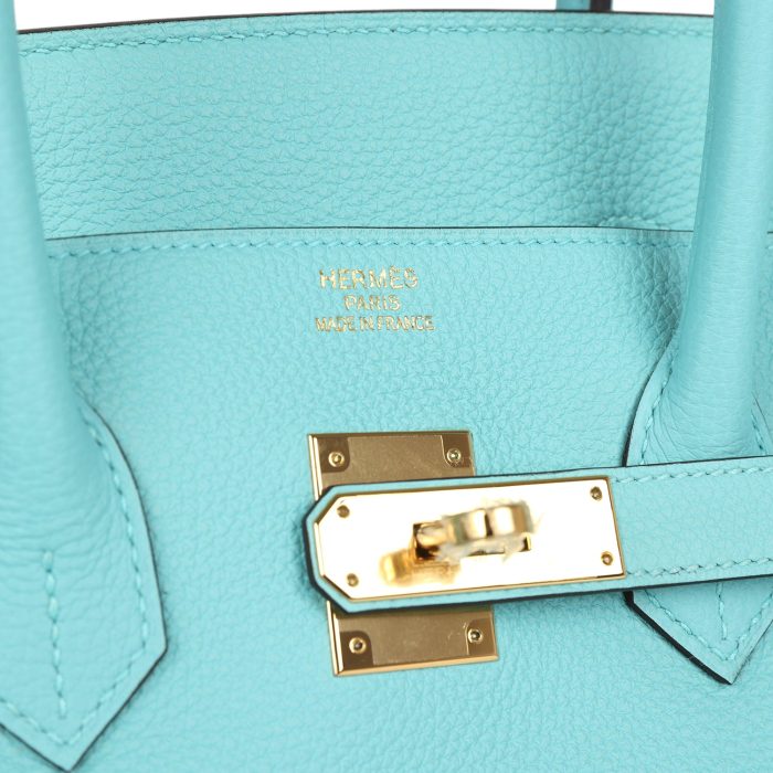 Handmade Bag HB 35 Bleu Atoll Togo Gold Hardware - 图片 5