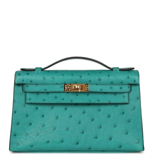 Handmade HKP Vert Verone Ostrich Gold Hardware