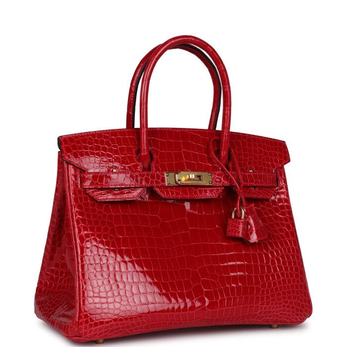 Handmade Bag HB 30 Braise Shiny Porosus Crocodile Gold Hardware：圖片 2