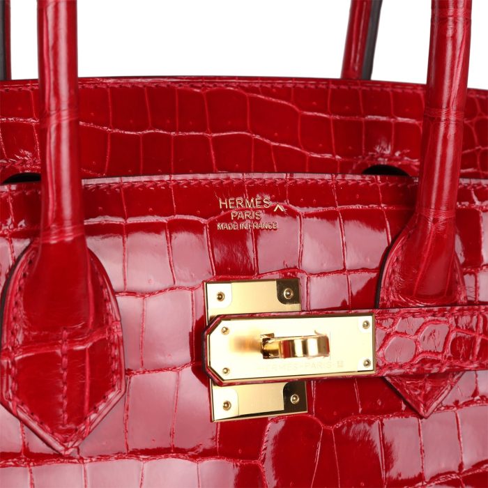 Handmade Bag HB 30 Braise Shiny Porosus Crocodile Gold Hardware：圖片 6