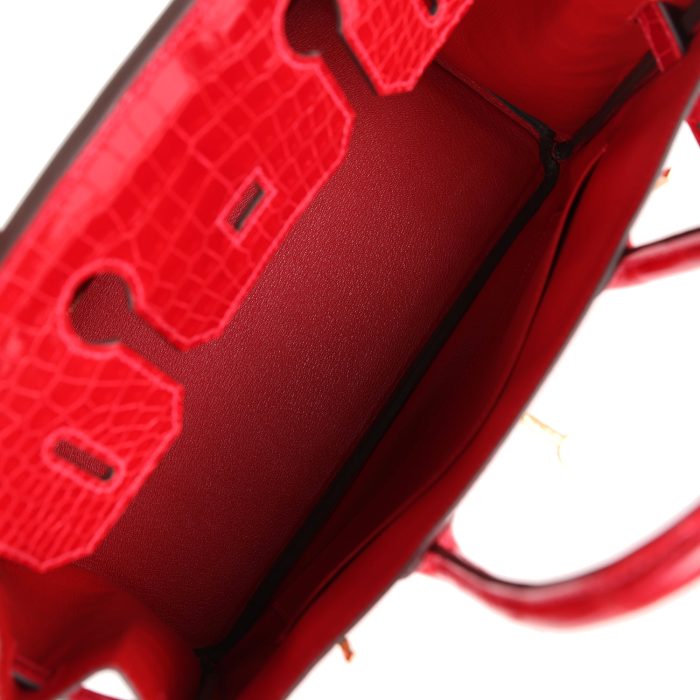 Handmade Bag HB 30 Braise Shiny Porosus Crocodile Gold Hardware：圖片 7