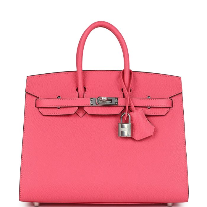 Handmade Bag HB Sellier 25 Rose Azalee Epsom Palladium Hardware