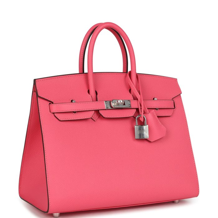Handmade Bag HB Sellier 25 Rose Azalee Epsom Palladium Hardware - 图片 2