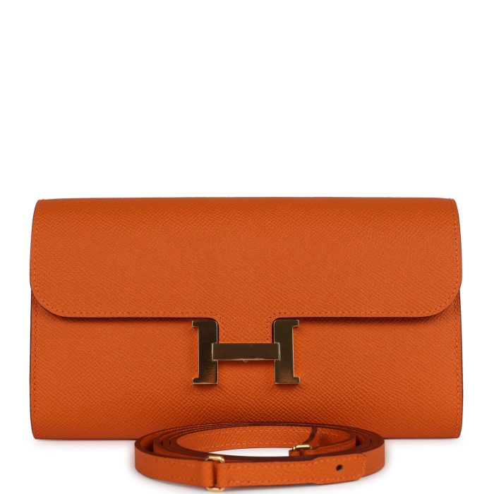 Handmade Bag HC Wallet To Go Orange Epsom Gold Hardware