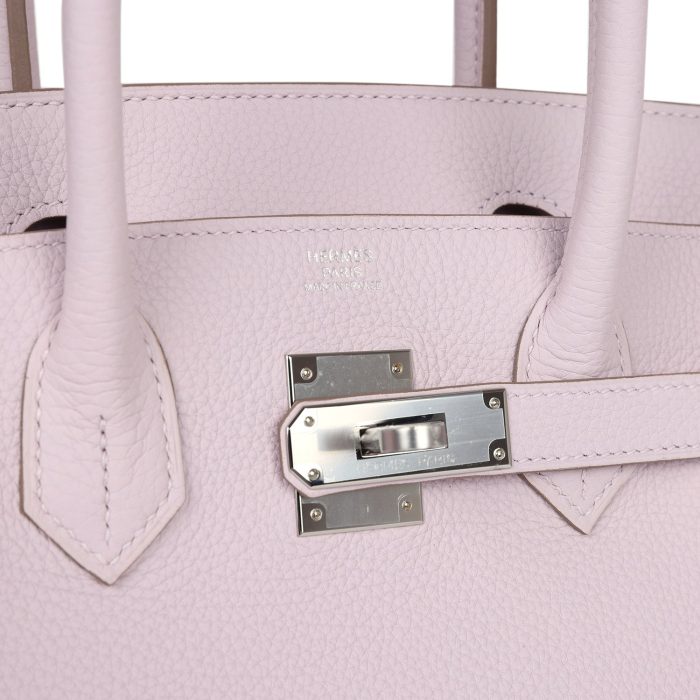Handmade Bag HB 30 Mauve Pale Clemence Palladium Hardware - 图片 6
