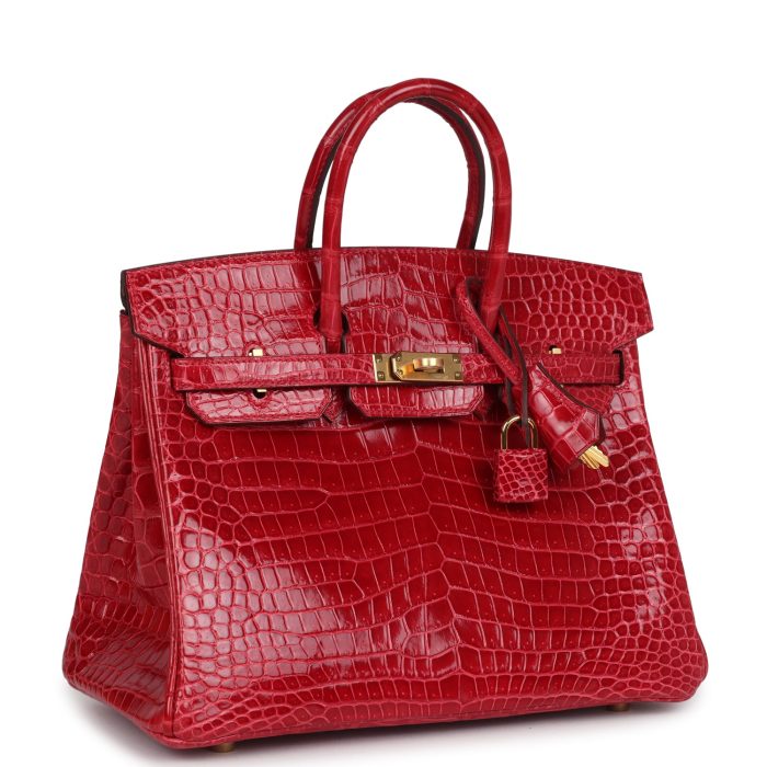 Handmade Bag HB 25 Braise Shiny Porosus Crocodile Gold Hardware：圖片 2