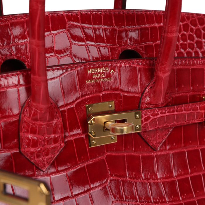 Handmade Bag HB 25 Braise Shiny Porosus Crocodile Gold Hardware：圖片 6