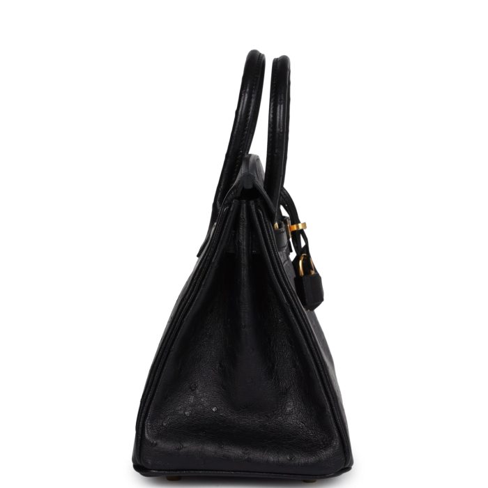 Handmade Bag HB 25 Black Ostrich Gold Hardware - 图片 3