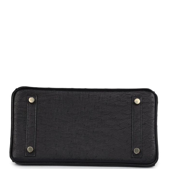 Handmade Bag HB 25 Black Ostrich Gold Hardware - 图片 5